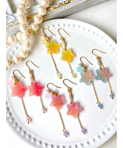 tone(トーン)の「【MUURABBTI】お菓子の星の可愛いピアス(MA)(ピアス(両耳用)・レディース・パープル/ピンク/イエロー/ブルー・FREE)」の5枚目の写真