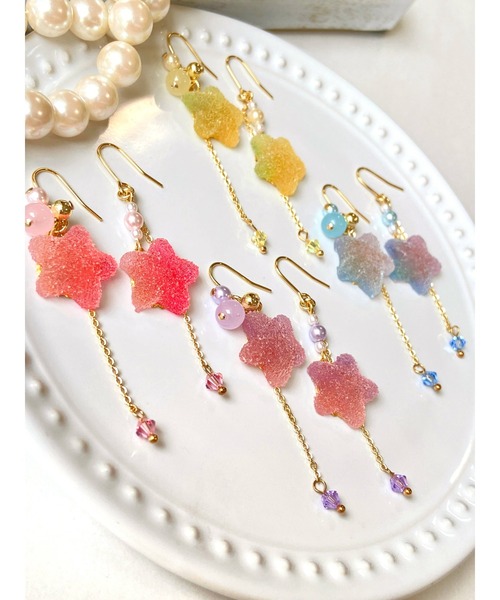 tone(トーン)の「【MUURABBTI】お菓子の星の可愛いピアス(MA)(ピアス(両耳用)・レディース・パープル/ピンク/イエロー/ブルー・FREE)」の6枚目の写真