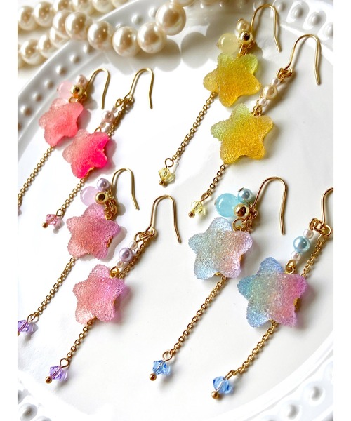 tone(トーン)の「【MUURABBTI】お菓子の星の可愛いピアス(MA)(ピアス(両耳用)・レディース・パープル/ピンク/イエロー/ブルー・FREE)」の7枚目の写真