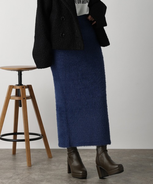 acro（アクロ）の「ラメフェザーニットスカート/AC3317（スカート・レディース・ブルー/ブラック/グレー・ﾌﾘ-）」の3枚目の写真