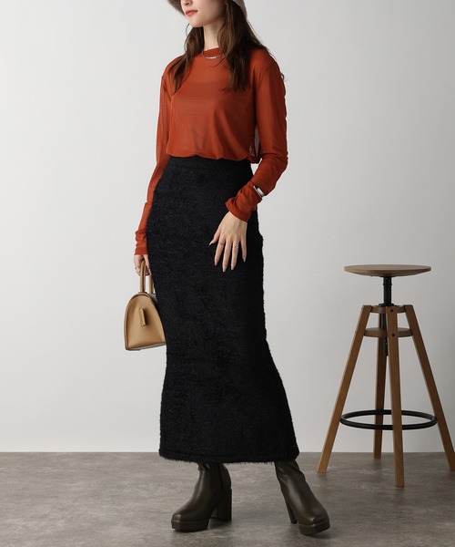 acro（アクロ）の「ラメフェザーニットスカート/AC3317（スカート・レディース・ブルー/ブラック/グレー・ﾌﾘ-）」の5枚目の写真