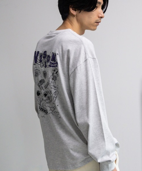 VISION STREET WEAR(ヴィジョンストリートウェア)の「VISION STREET WEAR スペースマルチイラスト長袖Tシャツ(Tシャツ/カットソー・メンズ・ブラック/杢グレー/ホワイト・L/XL/M)」の3枚目の写真