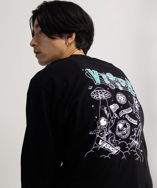 VISION STREET WEAR(ヴィジョンストリートウェア)の「VISION STREET WEAR スペースマルチイラスト長袖Tシャツ(Tシャツ/カットソー・メンズ・ブラック/杢グレー/ホワイト・L/XL/M)」の1枚目の写真