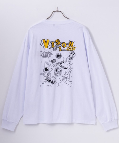 VISION STREET WEAR(ヴィジョンストリートウェア)の「VISION STREET WEAR スペースマルチイラスト長袖Tシャツ(Tシャツ/カットソー・メンズ・ブラック/杢グレー/ホワイト・L/XL/M)」の4枚目の写真