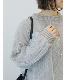 Te chichi TERRASSE | チュール重ねケーブルニット(ニット/セーター)