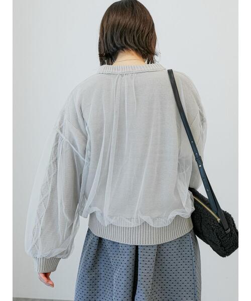 Te chichi TERRASSE（テチチテラス）の「チュール重ねケーブルニット（ニット/セーター・レディース・グレー/オフホワイト/ネイビー・F）」の10枚目の写真