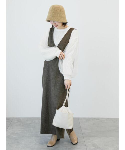 Te chichi TERRASSE（テチチテラス）の「チュール重ねケーブルニット（ニット/セーター・レディース・グレー/オフホワイト/ネイビー・F）」の11枚目の写真