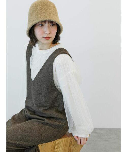 Te chichi TERRASSE（テチチテラス）の「チュール重ねケーブルニット（ニット/セーター・レディース・グレー/オフホワイト/ネイビー・F）」の14枚目の写真