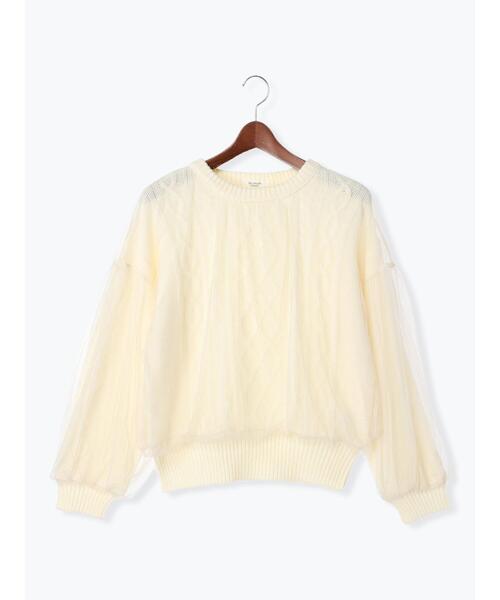 Te chichi TERRASSE（テチチテラス）の「チュール重ねケーブルニット（ニット/セーター・レディース・グレー/オフホワイト/ネイビー・F）」の15枚目の写真