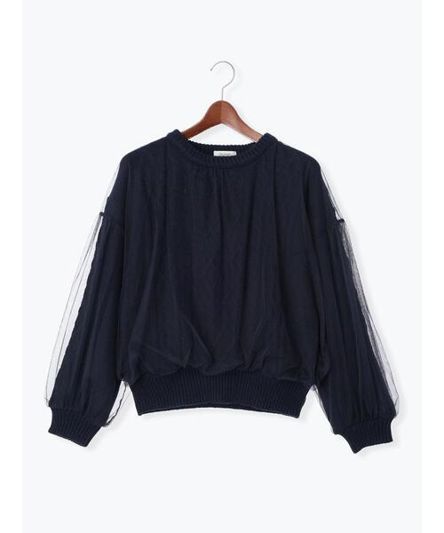 Te chichi TERRASSE（テチチテラス）の「チュール重ねケーブルニット（ニット/セーター・レディース・グレー/オフホワイト/ネイビー・F）」の16枚目の写真