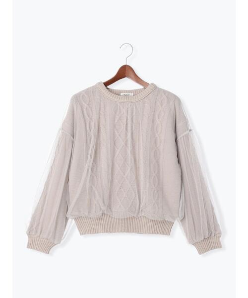 Te chichi TERRASSE（テチチテラス）の「チュール重ねケーブルニット（ニット/セーター・レディース・グレー/オフホワイト/ネイビー・F）」の17枚目の写真