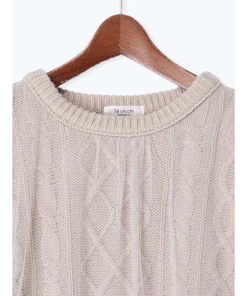 Te chichi TERRASSE（テチチテラス）の「チュール重ねケーブルニット（ニット/セーター・レディース・グレー/オフホワイト/ネイビー・F）」の19枚目の写真