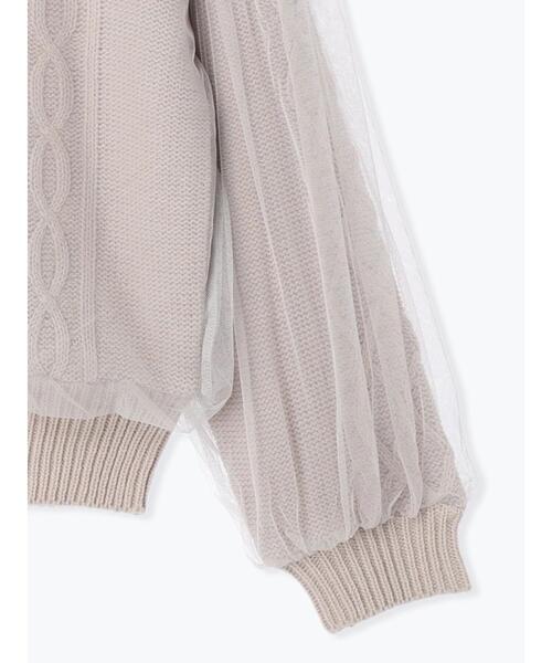 Te chichi TERRASSE（テチチテラス）の「チュール重ねケーブルニット（ニット/セーター・レディース・グレー/オフホワイト/ネイビー・F）」の20枚目の写真