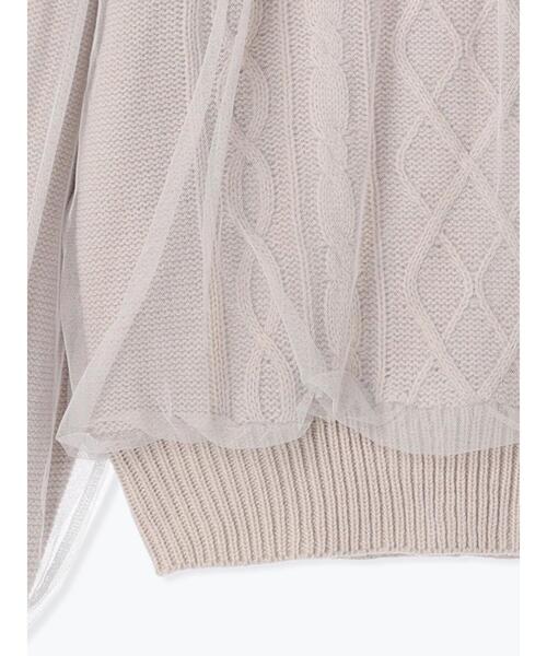 Te chichi TERRASSE（テチチテラス）の「チュール重ねケーブルニット（ニット/セーター・レディース・グレー/オフホワイト/ネイビー・F）」の21枚目の写真