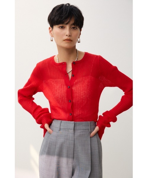 crie conforto（クリーコンフォルト）の「シアーリブニットカーデ（カーディガン/ボレロ・レディース・ブルー系その他/ホワイト/ブラック系その他/ブラック/ミント/レッド・FREE）」の18枚目の写真