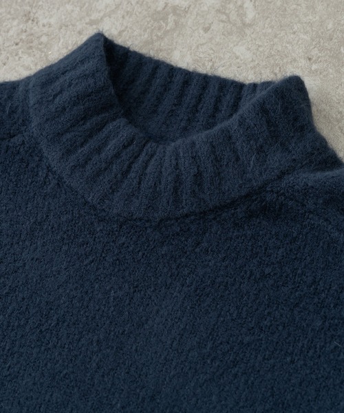 BRICK & SONS（ブリックアンドサンズ）の「ブラッシュヤーンラグランモックネックニット（ニット/セーター・メンズ・グレー/グリーン/ネイビー・S/M）」の6枚目の写真