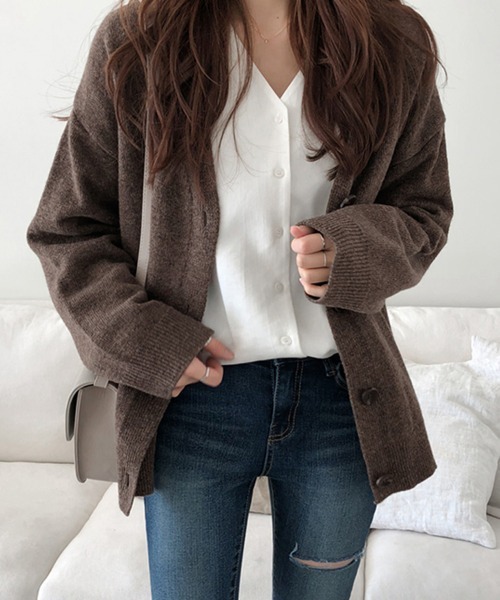 Miniministore(ミニミニストア)の「ニットカーディガン レディース アウター(カーディガン/ボレロ・レディース・ダークグレー/ブラウン/ベージュ/ブラック/ダークブラウン・フリー)」の4枚目の写真