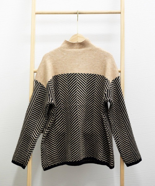 Miniministore(ミニミニストア)の「配色ニットトップス プチハイネック 秋冬(ニット/セーター・レディース・ベージュ/ネイビー/ラベンダー・フリー)」の19枚目の写真