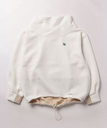 NICOLE white | フード風スタンドプルオーバー／ダンボールポンチ(Tシャツ/カットソー)