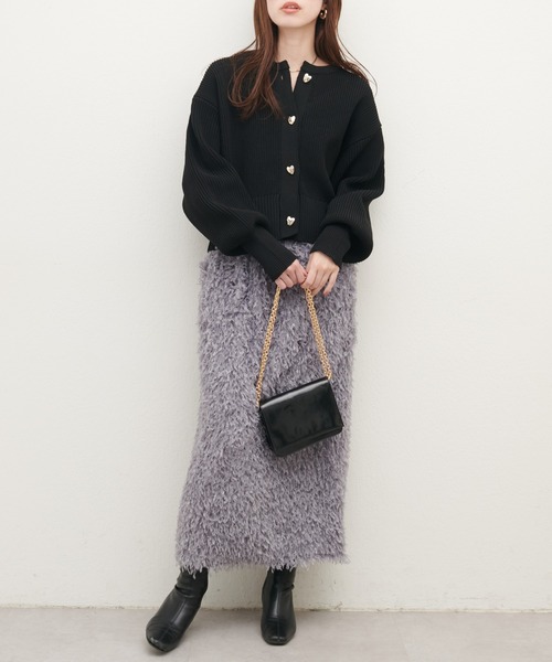 natural couture（ナチュラルクチュール）の「ハート釦ポリニットカーディガン（カーディガン/ボレロ・レディース・ピンク/モカ/ブラック/オフホワイト/ブルー・FREE）」の20枚目の写真