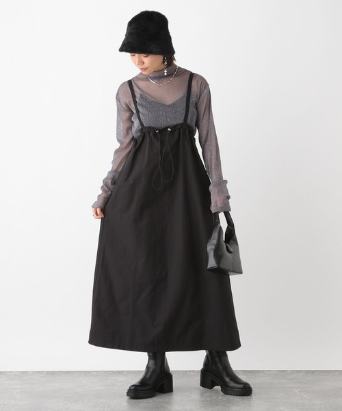 RAGEBLUE（レイジブルー）の「マルチWAYシャーリングジャンスカ/ワンピース（ジャンパースカート・レディース・ブラック/ホワイト/オリーブ・FREE）」の11枚目の写真