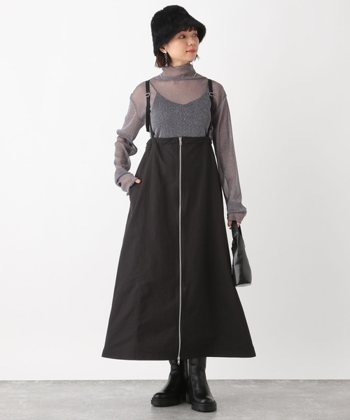 RAGEBLUE（レイジブルー）の「マルチWAYシャーリングジャンスカ/ワンピース（ジャンパースカート・レディース・ブラック/ホワイト/オリーブ・FREE）」の14枚目の写真