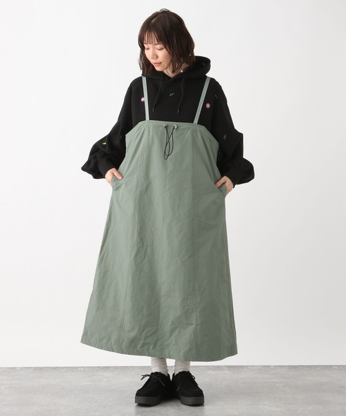 RAGEBLUE（レイジブルー）の「マルチWAYシャーリングジャンスカ/ワンピース（ジャンパースカート・レディース・ブラック/ホワイト/オリーブ・FREE）」の21枚目の写真