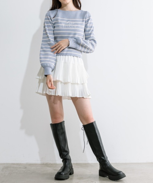 OLIVE des OLIVE（オリーブデオリーブ）の「ティアードプリーツミニスカート　1041010020（スカート・レディース・オフホワイト/ブラック・FREE）」の8枚目の写真