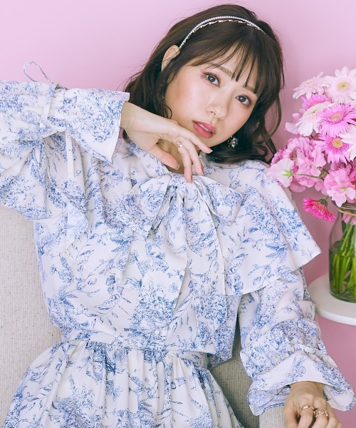 美品　45rpm 花柄　フラワープリント　ブラウス　2 Mサイズ スモールフラワープリントブラウス