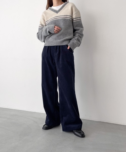 CANAL JEAN（キャナルジーン）の「El mar　コーデュロイタックワイドパンツ（その他パンツ・レディース・ネイビー/バーガンディー/クリーム・ONE SIZE）」の9枚目の写真