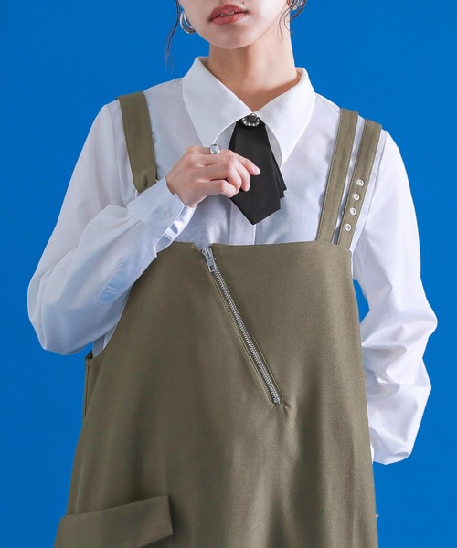 kOhAKU（コハク）の「『取り外しタイ付きシャツ』（シャツ/ブラウス・レディース・ブラック/オフホワイト・1/2）」の6枚目の写真