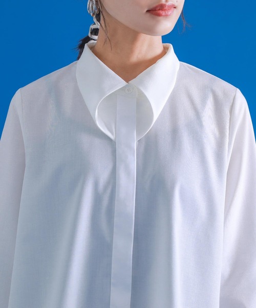 kOhAKU（コハク）の「『取り外しタイ付きシャツ』（シャツ/ブラウス・レディース・ブラック/オフホワイト・1/2）」の10枚目の写真