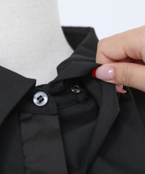 kOhAKU（コハク）の「『取り外しタイ付きシャツ』（シャツ/ブラウス・レディース・ブラック/オフホワイト・1/2）」の20枚目の写真