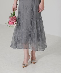 LEJA】パイピング加工リボンパフスリーブボレロ付き花柄