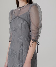 LEJA】パイピング加工リボンパフスリーブボレロ付き花柄