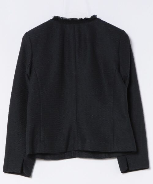 A/C DESIGN BY ALPHA CUBIC（エーシーデザインバイアルファキュービック）の「【セットアップ対応】ツイードジャケット（ノーカラージャケット・レディース・ネイビー/ベージュ・11号/9号/13号）」の3枚目の写真