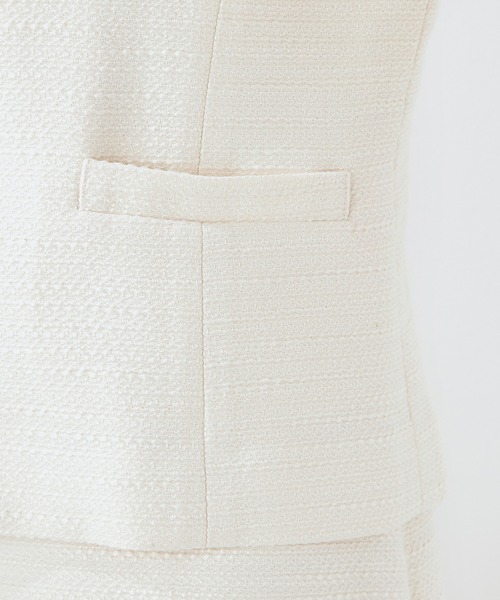 A/C DESIGN BY ALPHA CUBIC（エーシーデザインバイアルファキュービック）の「【セットアップ対応】ツイードジャケット（ノーカラージャケット・レディース・ネイビー/ベージュ・11号/9号/13号）」の11枚目の写真