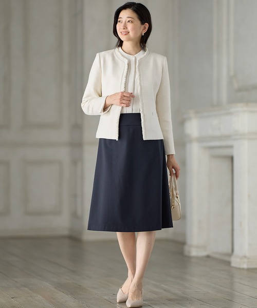 A/C DESIGN BY ALPHA CUBIC（エーシーデザインバイアルファキュービック）の「【セットアップ対応】ツイードジャケット（ノーカラージャケット・レディース・ネイビー/ベージュ・11号/9号/13号）」の18枚目の写真