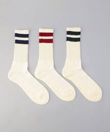 【お得な3足セット】クルー2ラインソックス