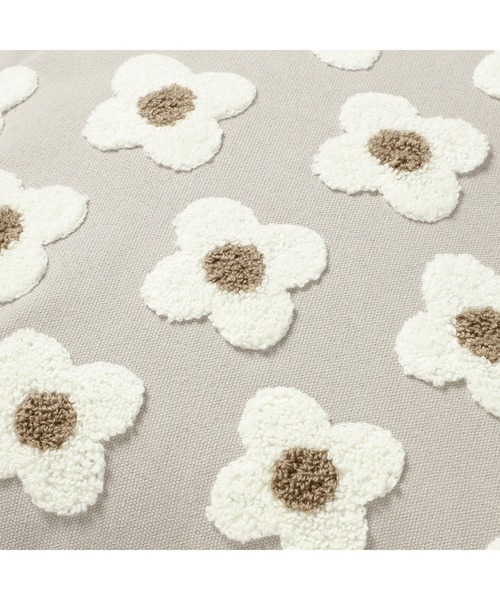 Francfranc（フランフラン）の「EMBフラワー クッションカバー 450×450 グレー（C-051）（クッション/クッションカバー・レディース・グレー・FREE）」の5枚目の写真