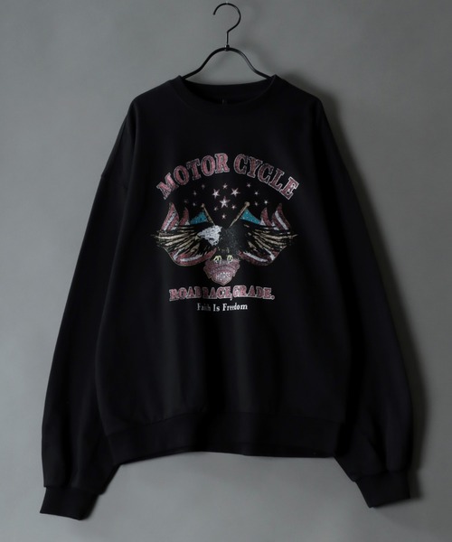 SITRY（シトリー）の「Classical Graphic Sweat Shirt/ヴィンテージライク ロックプリント スウェット トレーナー（スウェット・メンズ・ブラック/ブラック系その他/グレー系その他/チャコール/ブラック系その他2/グレー系その他2・LL/M/L）」の3枚目の写真