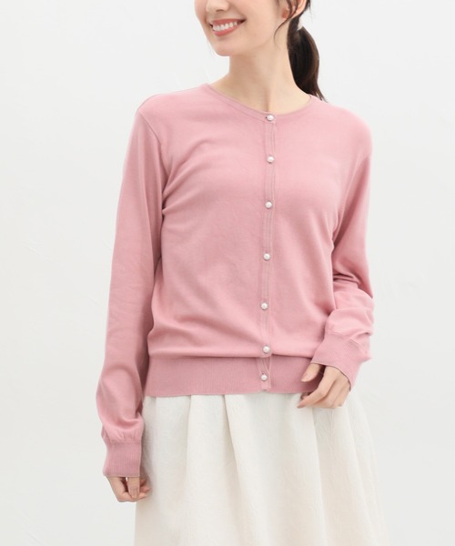 Honeys（ハニーズ）の「花粉対策ラメ使いカーディガン（カーディガン/ボレロ・レディース・ピンク/ネイビー/アイボリー/ブラック/サックスブルー/ライトベージュ・S/M/L/LL）」の6枚目の写真