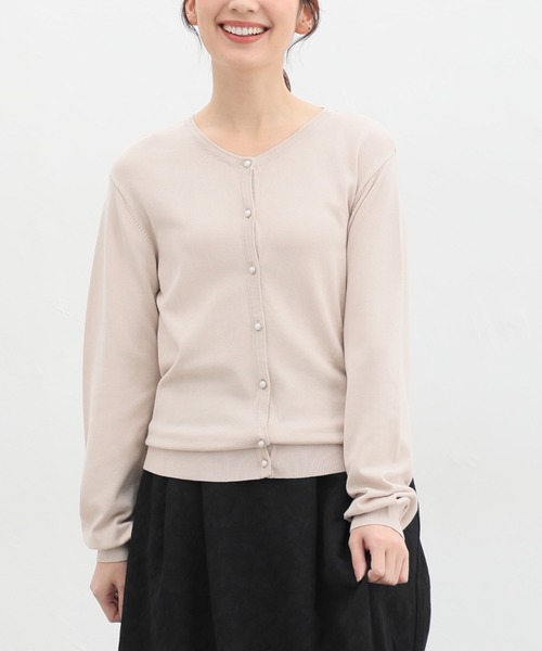 Honeys（ハニーズ）の「花粉対策ラメ使いカーディガン（カーディガン/ボレロ・レディース・ピンク/ネイビー/アイボリー/ブラック/サックスブルー/ライトベージュ・S/M/L/LL）」の3枚目の写真