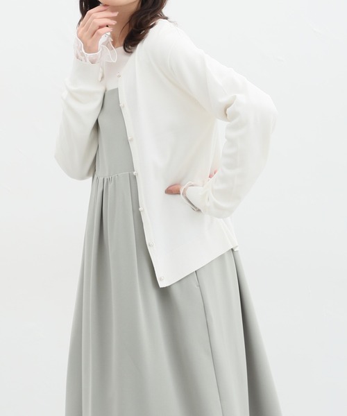 Honeys（ハニーズ）の「花粉対策ラメ使いカーディガン（カーディガン/ボレロ・レディース・ピンク/ネイビー/アイボリー/ブラック/サックスブルー/ライトベージュ・S/M/L/LL）」の8枚目の写真