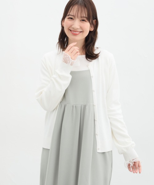 Honeys（ハニーズ）の「花粉対策ラメ使いカーディガン（カーディガン/ボレロ・レディース・ピンク/ネイビー/アイボリー/ブラック/サックスブルー/ライトベージュ・S/M/L/LL）」の10枚目の写真