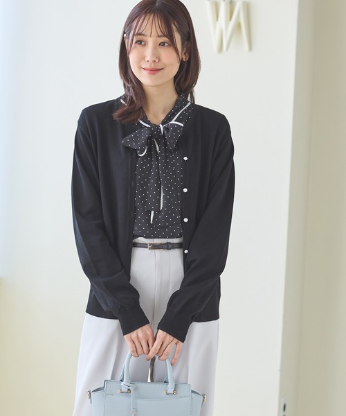 Honeys（ハニーズ）の「花粉対策ラメ使いカーディガン（カーディガン/ボレロ・レディース・ピンク/ネイビー/アイボリー/ブラック/サックスブルー/ライトベージュ・S/M/L/LL）」の12枚目の写真