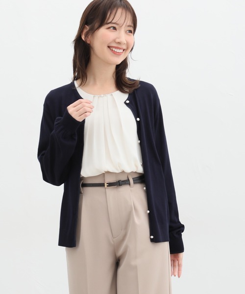 Honeys（ハニーズ）の「花粉対策ラメ使いカーディガン（カーディガン/ボレロ・レディース・ピンク/ネイビー/アイボリー/ブラック/サックスブルー/ライトベージュ・S/M/L/LL）」の14枚目の写真