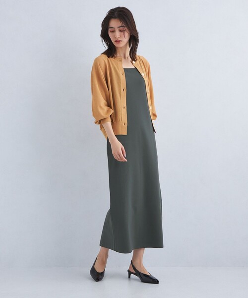 green label relaxing(グリーンレーベルリラクシング)の「TINY タイニー ニット キャミソール シフト ドレス -ウォッシャブル・接触冷感-(ワンピース・レディース・ブラック/ブラウン/ダークグレー・36/38)」の2枚目の写真