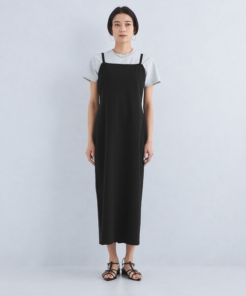 green label relaxing(グリーンレーベルリラクシング)の「TINY タイニー ニット キャミソール シフト ドレス -ウォッシャブル・接触冷感-(ワンピース・レディース・ブラック/ブラウン/ダークグレー・36/38)」の6枚目の写真