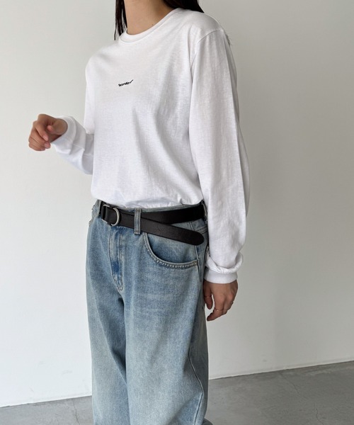 CANAL JEAN（キャナルジーン）の「El mar　standard刺繍ロングTシャツ（Tシャツ/カットソー・レディース・ホワイト/ブラック・ONE SIZE）」の3枚目の写真